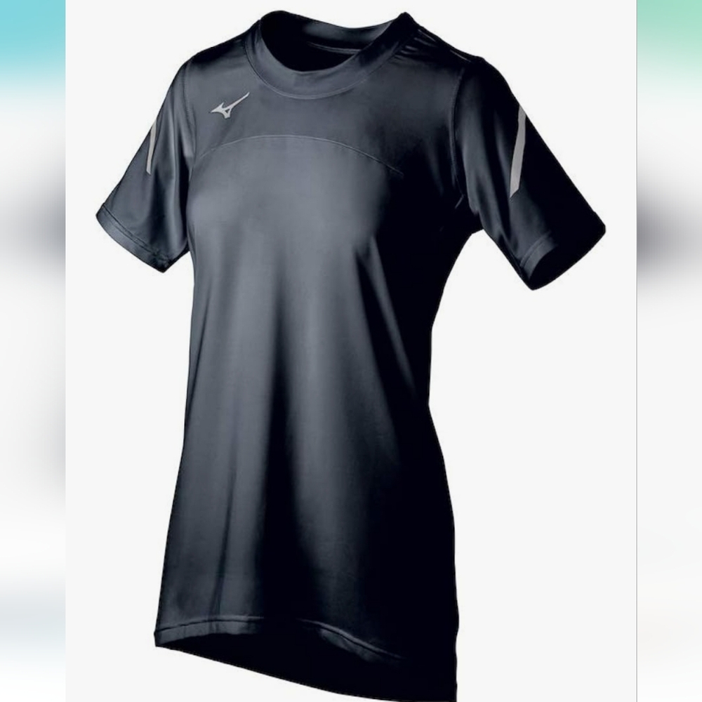 Mizuno Women's Techno VII Short Sleeve Volleyball Jersey,Large,Black/Silver